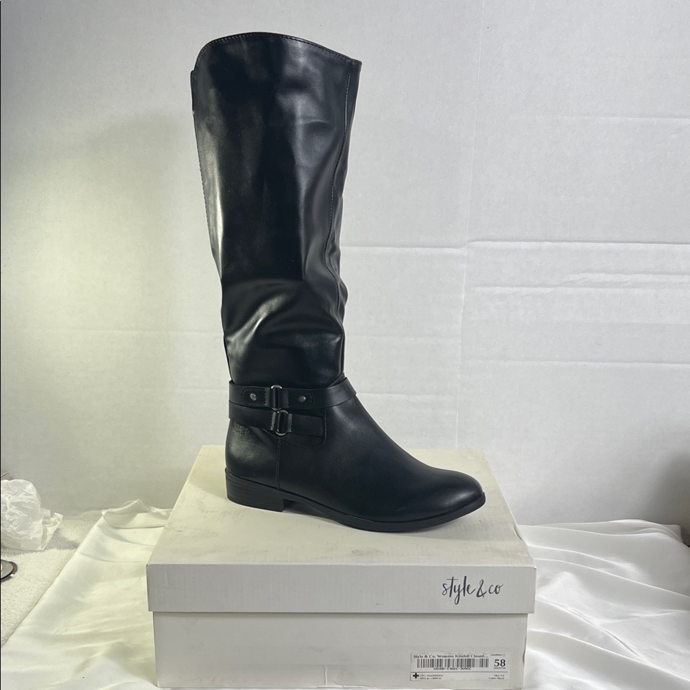 Style & Co. Sleek Black Kindellp Women’s Riding Boots Size 5‎ New in Box